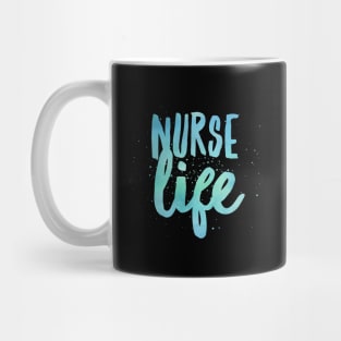 Nurse life blue text and paint splatter design Mug